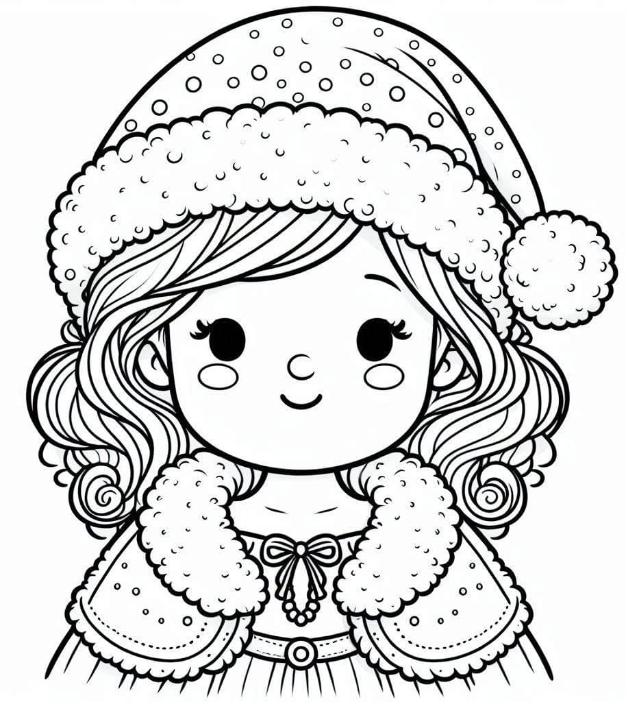 Desenho de Imagem de Mamãe Noel para Colorir