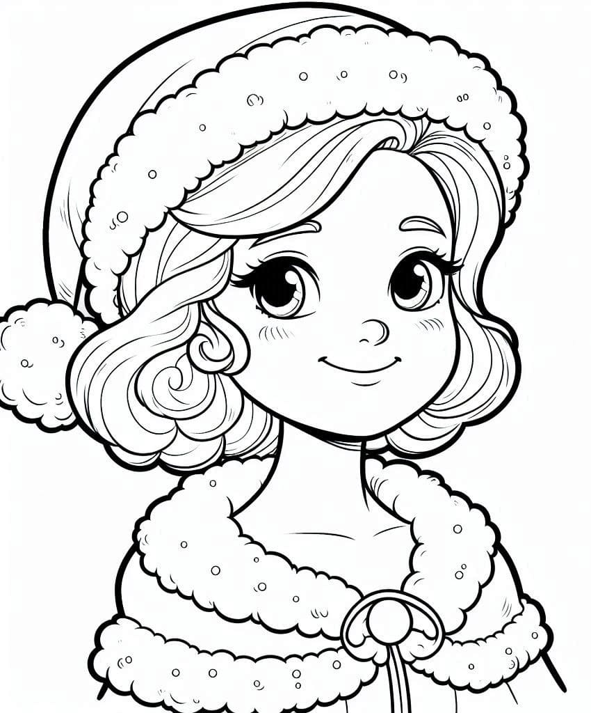 Desenho de Linda Mamãe Noel para Colorir