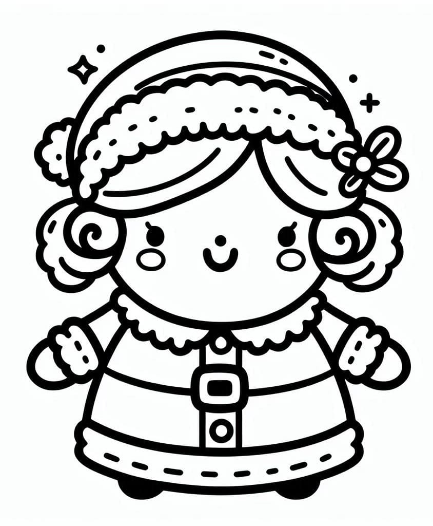 Desenho de Mamãe Noel Fofa para Colorir