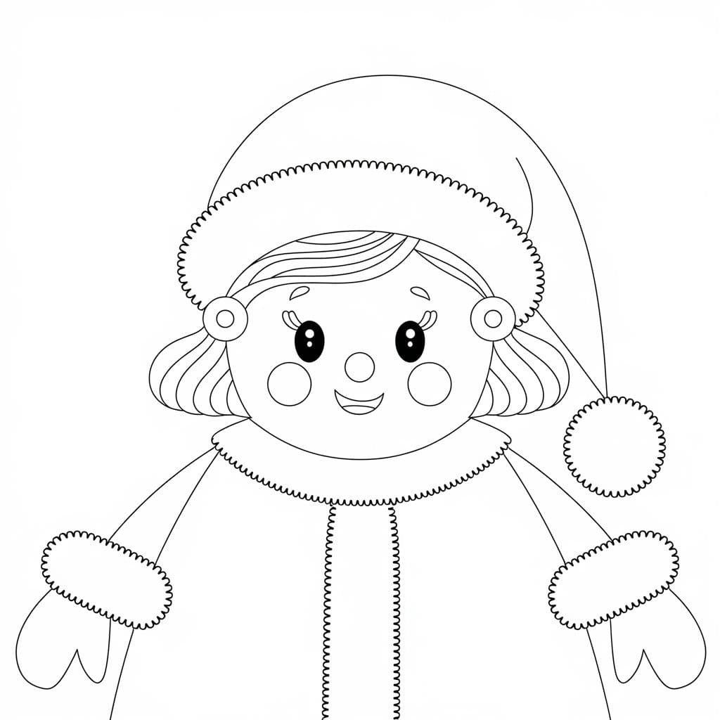 Desenho de Mamãe Noel Sorridente para Colorir