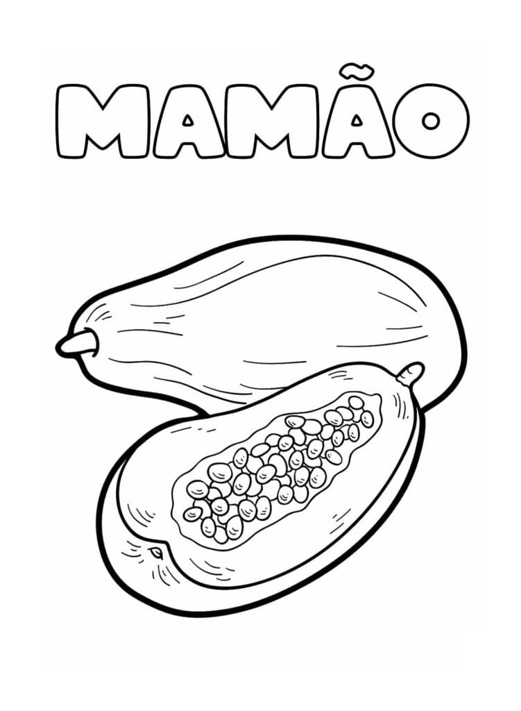 Desenho de Fruta Mamão para Colorir Baixar