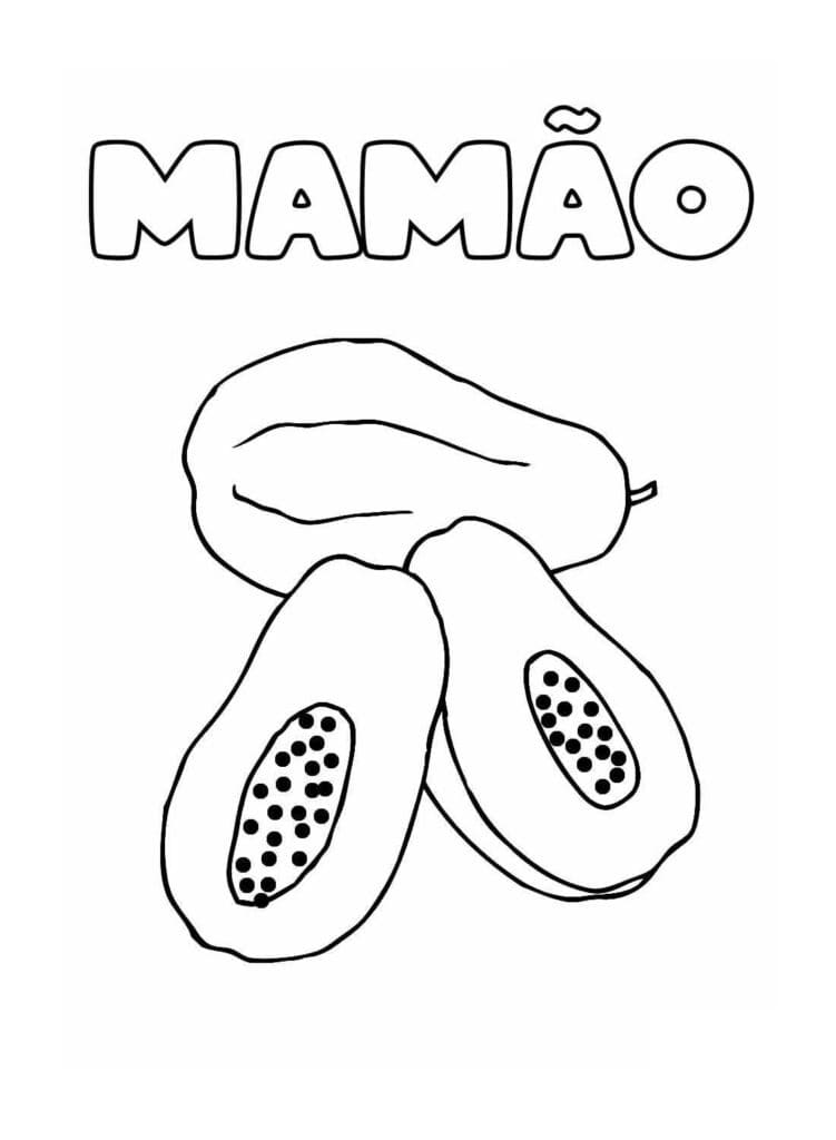 Desenho de Fruta Mamão para Colorir Download