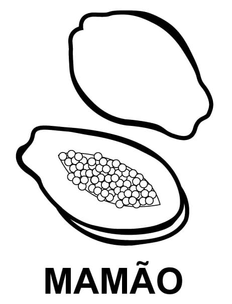 Desenho de Fruta Mamão para Colorir Giz de Cera