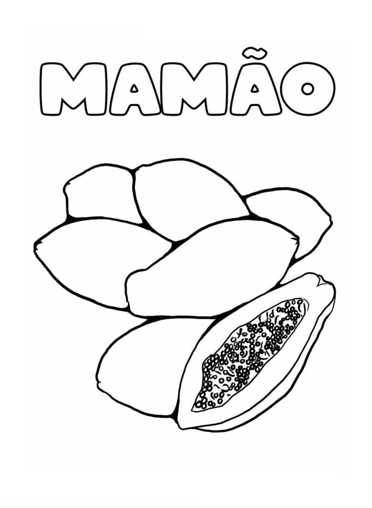 Desenho de Fruta Mamão para Colorir Lápis de Cor