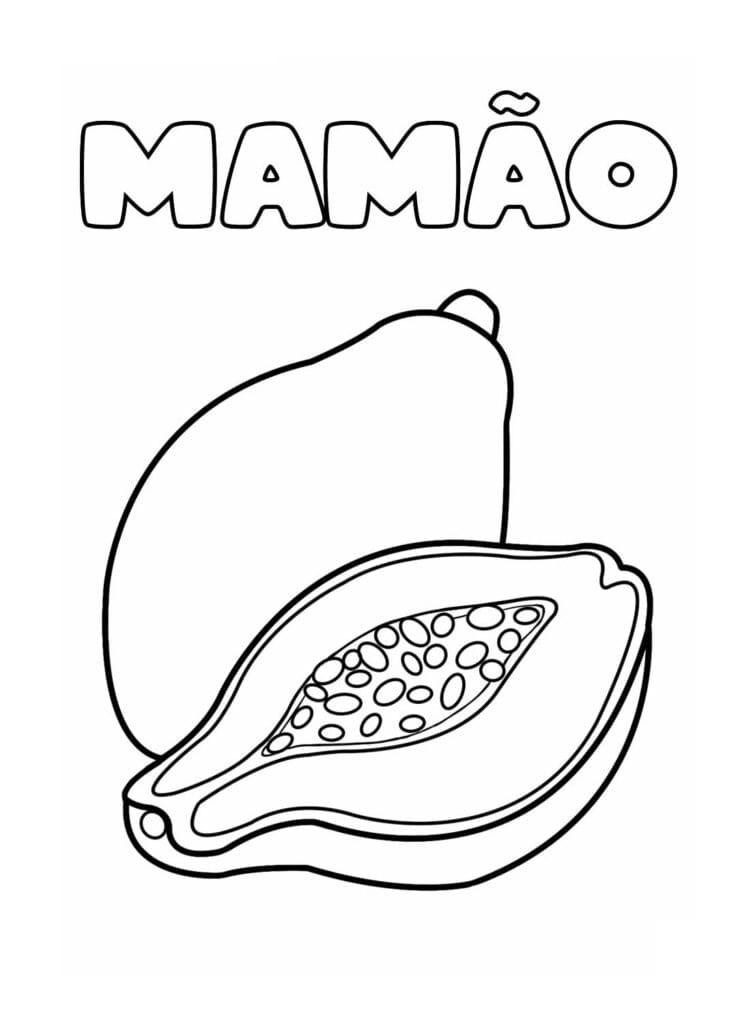 Desenho de Fruta Mamão para Colorir Pdf