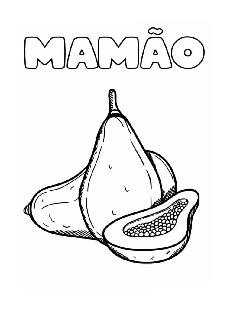 Desenho de Fruta Mamão para Imprimir Grátis