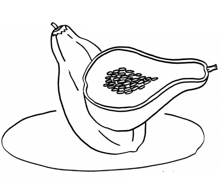 Desenho Imprimivel de Fruta Mamão para Colorir