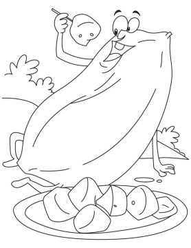 Desenho Imprimível de Fruta mamão para Pintar