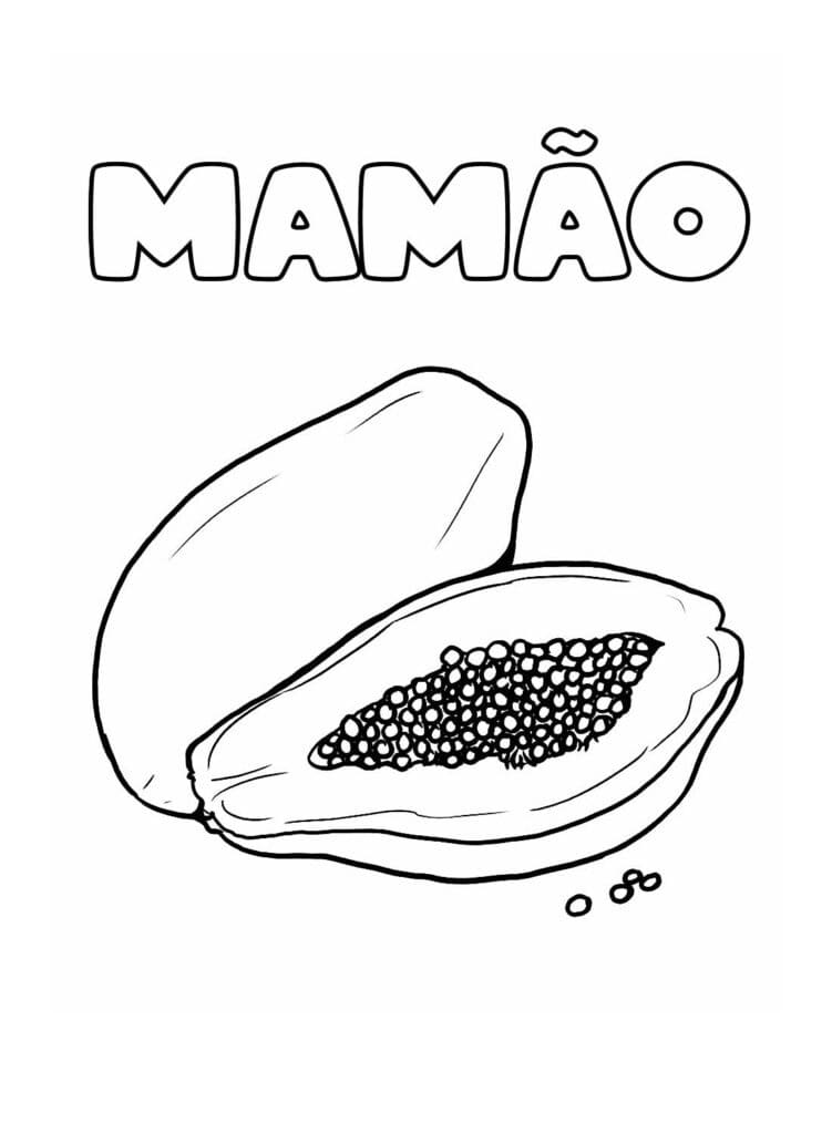 Desenho Imprimivel de Mamão para Colorir Pdf