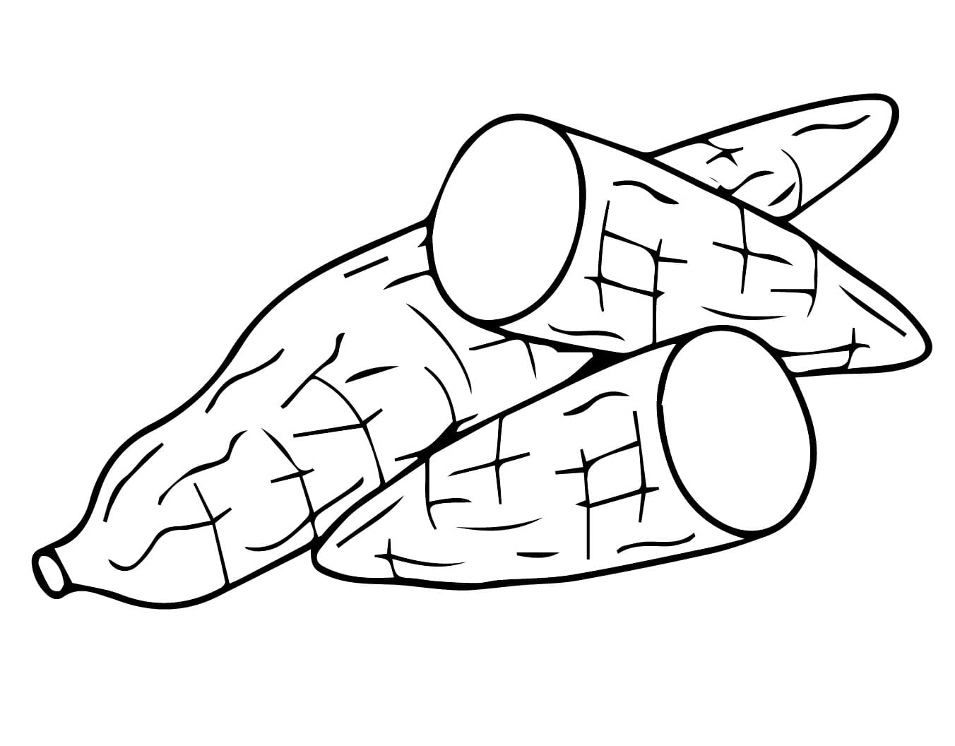 Desenho de Imagem de Mandioca para Colorir