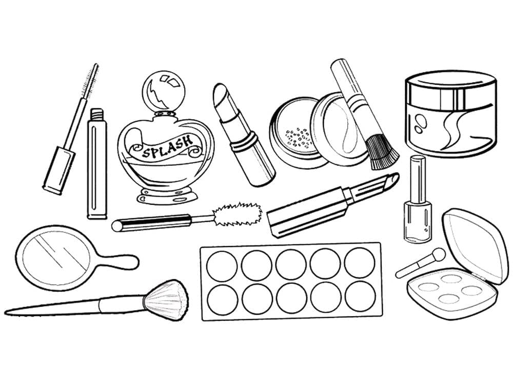 Desenho de Coisas de Maquiagem para Colorir