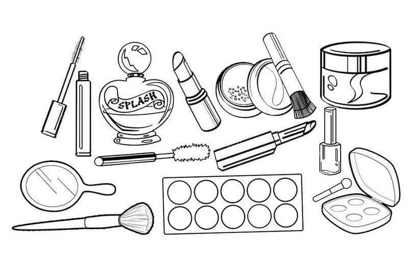 Desenho de Cosméticos de Maquiagem para Colorir