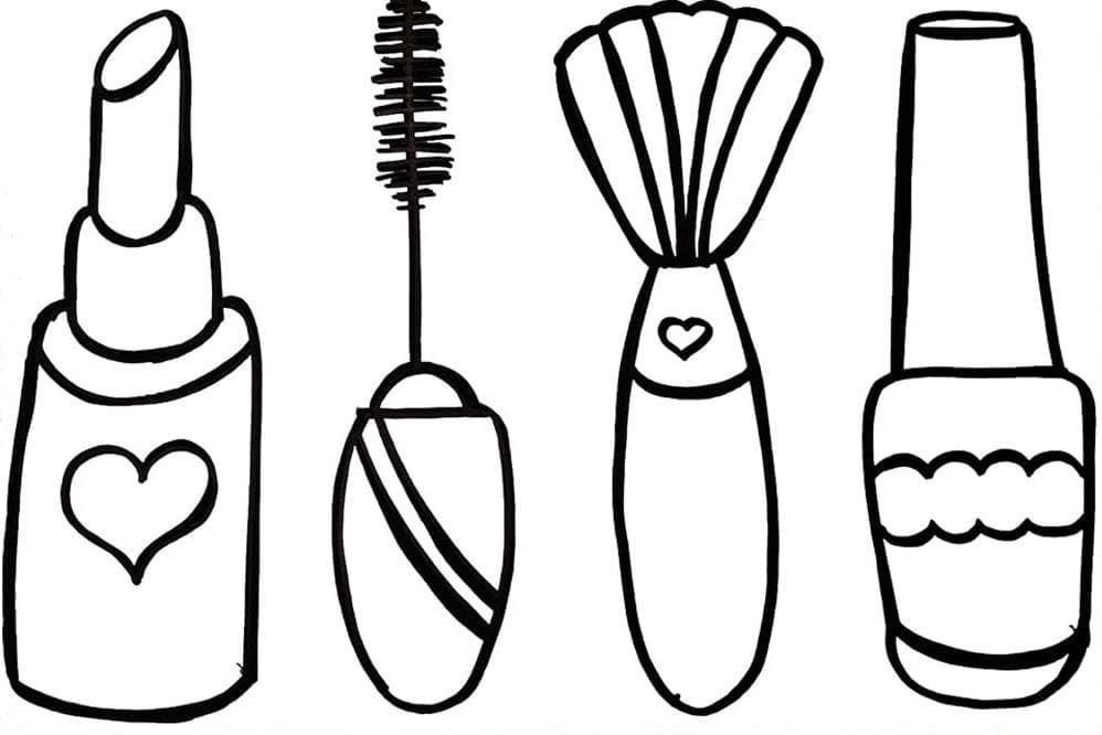 Desenho de Ferramentas de Maquiagem para Colorir