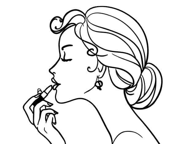 Desenho de Garota e Maquiagem para Colorir