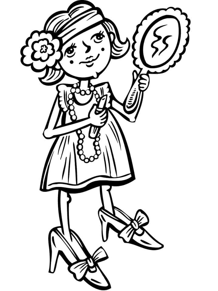 Desenho de Garota Maquiada para Colorir