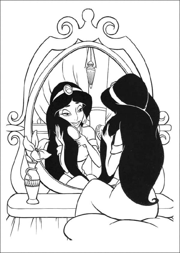 Desenho de Jasmine e Maquiagem para Colorir