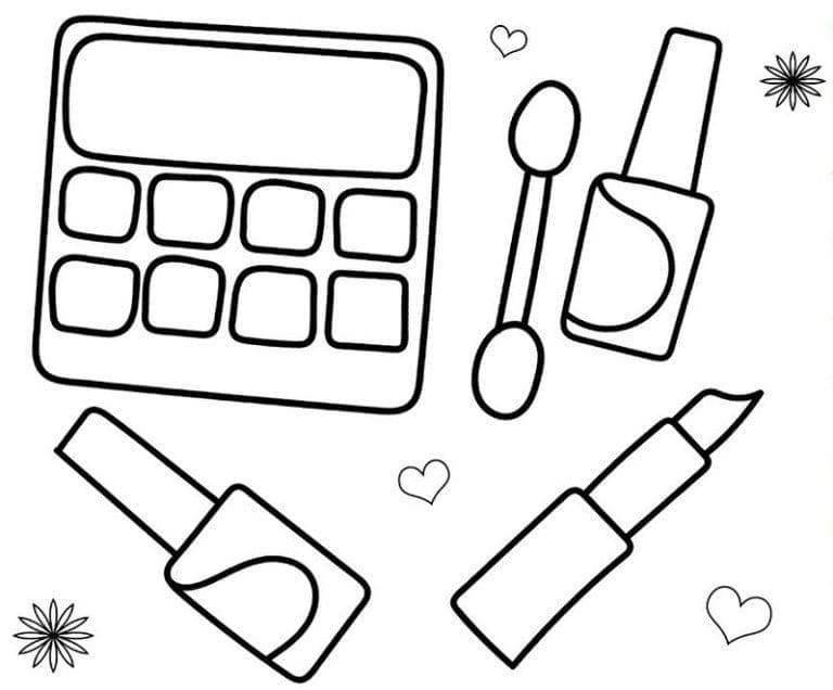 Desenho de Kit de Maquiagem Fácil para Colorir