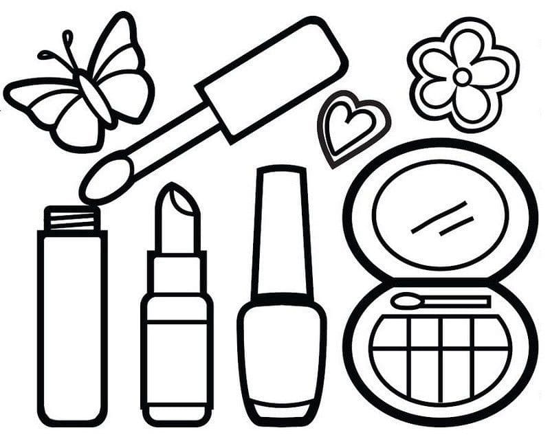 Desenho de Kit de Maquiagem para Colorir