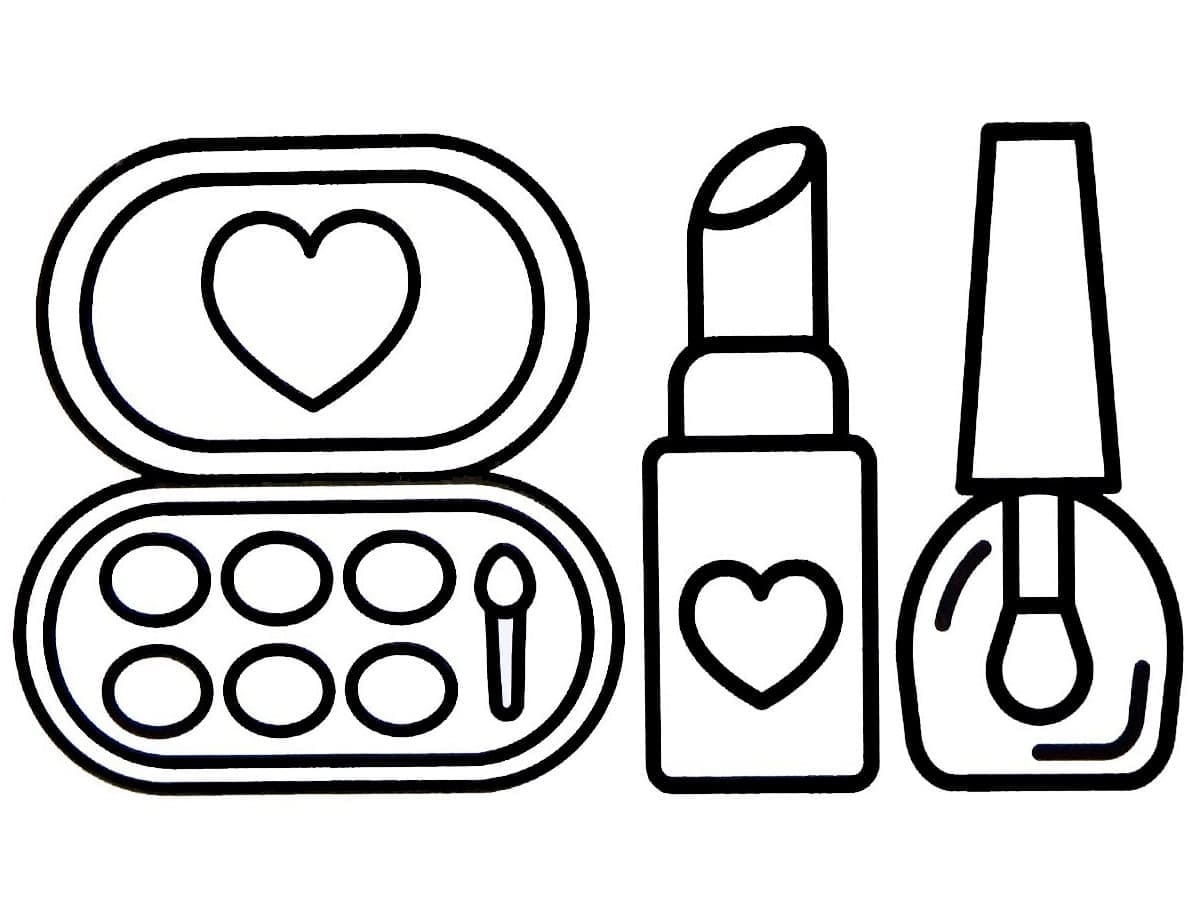Desenho de Kit de Maquiagem Simples para Colorir
