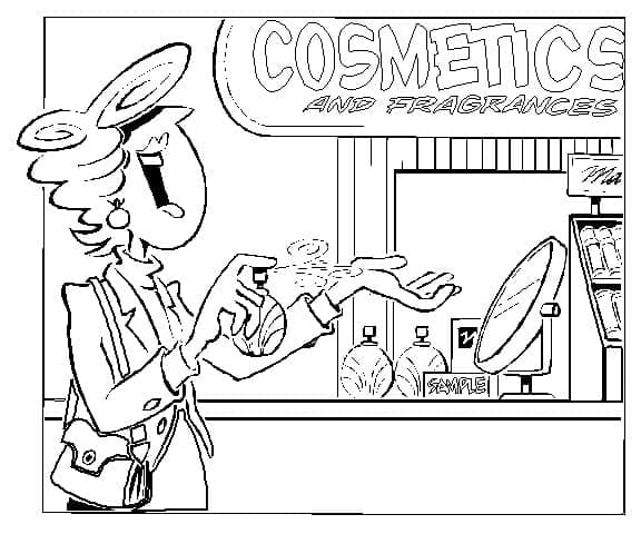 Desenho de Loja de Maquiagem para Colorir