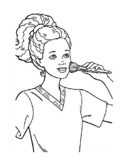 Desenho de Maquiagem Barbie para Colorir