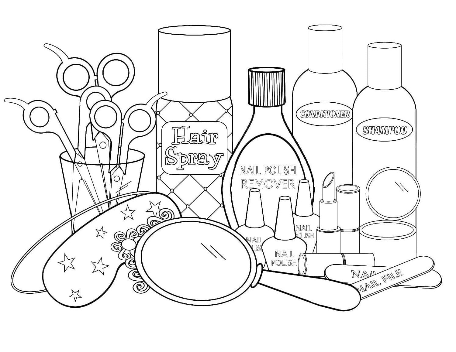 Desenho de Maquiagem Cosméticos para Colorir