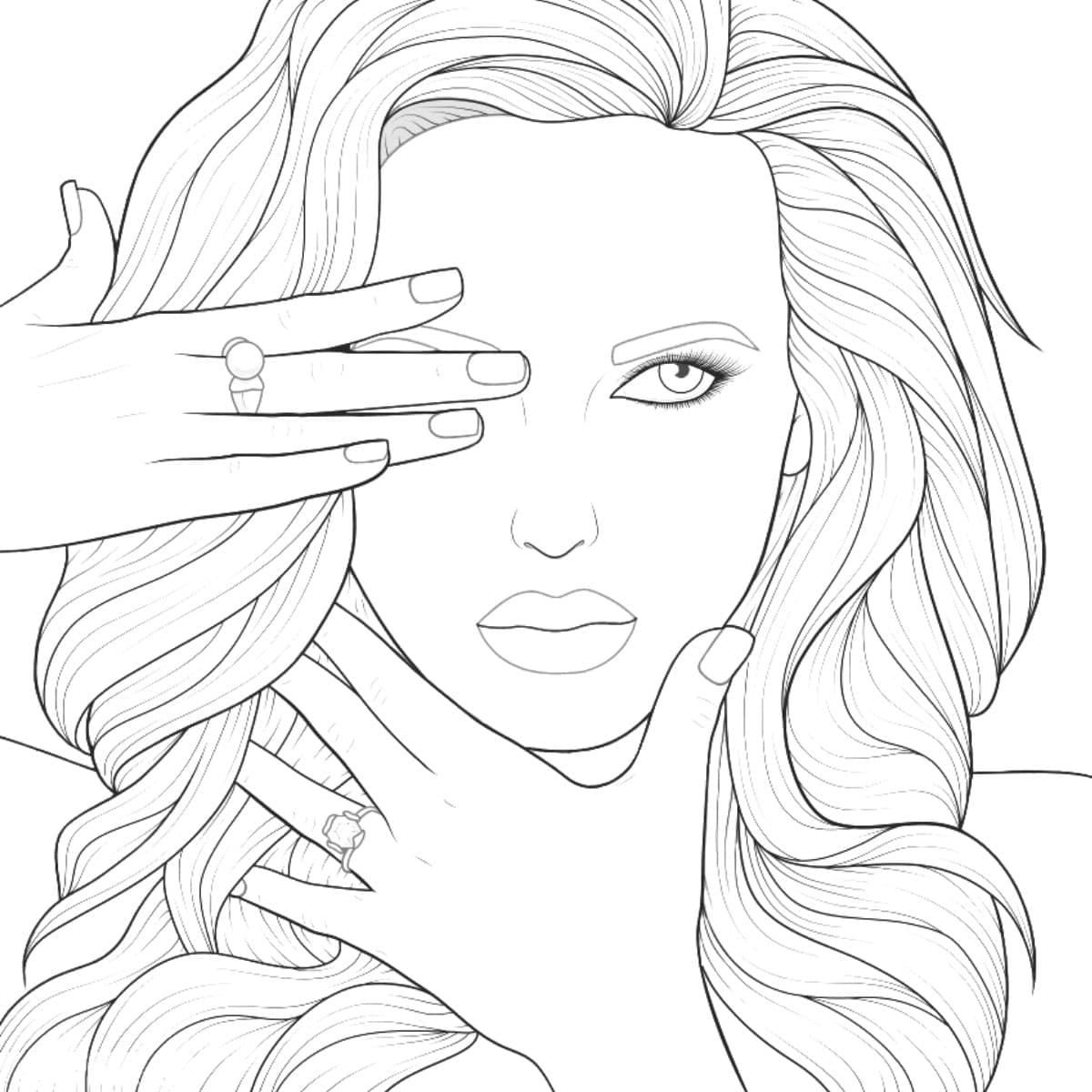 Desenho de Maquiagem e Manicure para Colorir