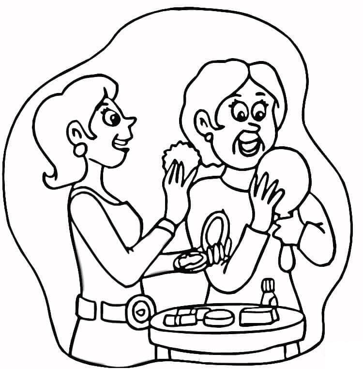 Desenho de Maquiagem Feminina para Colorir