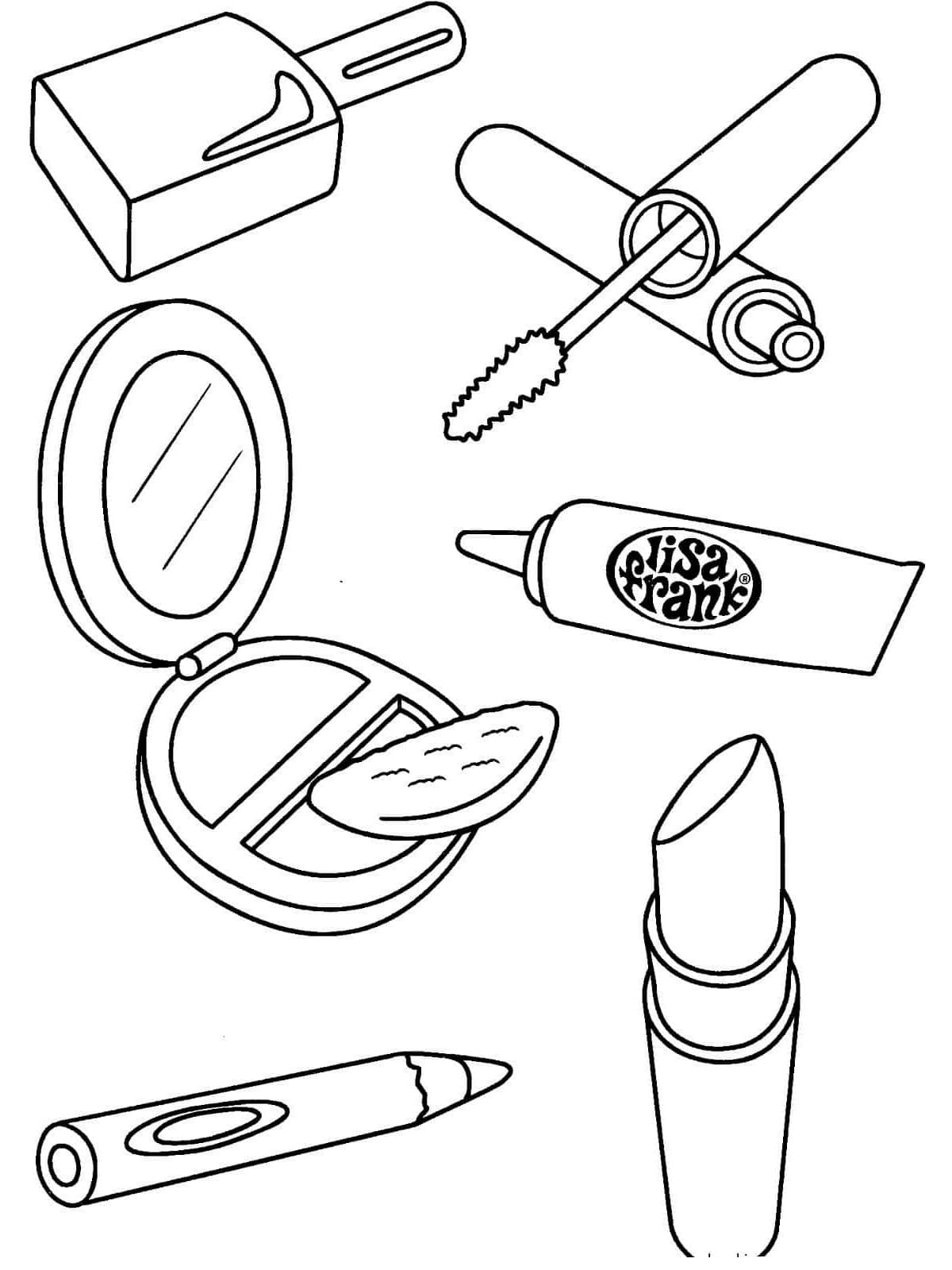 Desenho de Maquiagem para Meninas para Colorir