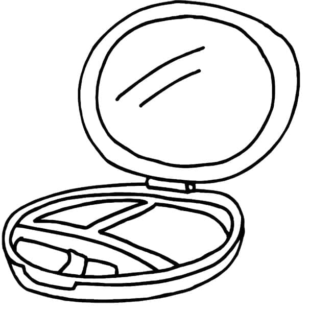Desenho de Maquiagem Pequena com Espelho para Colorir