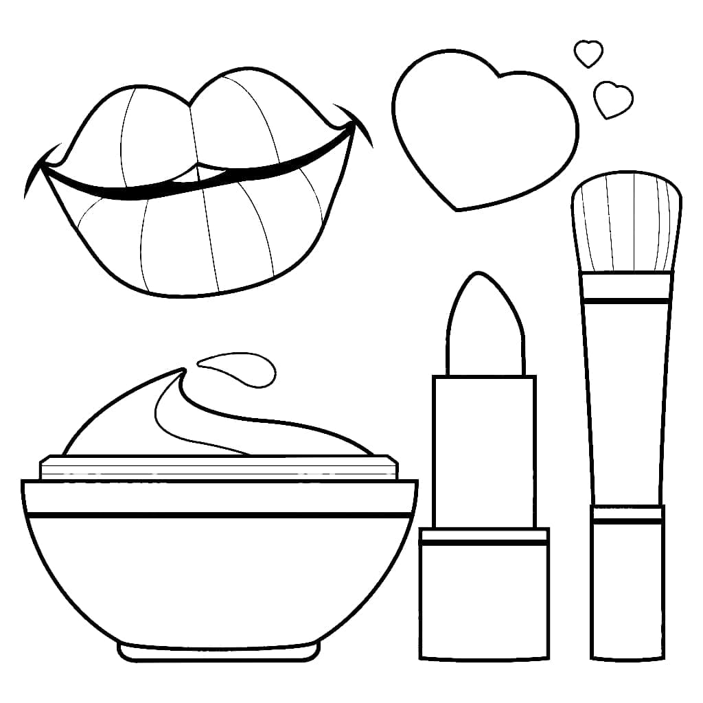 Desenho de Maquiagem Simples para Colorir