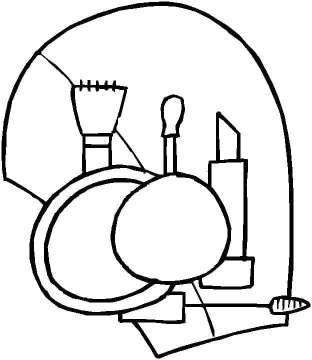 Desenho de Materiais de Maquiagem para Colorir