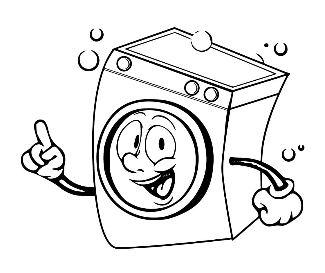 Desenho de Máquina de Lavar Animada para Colorir