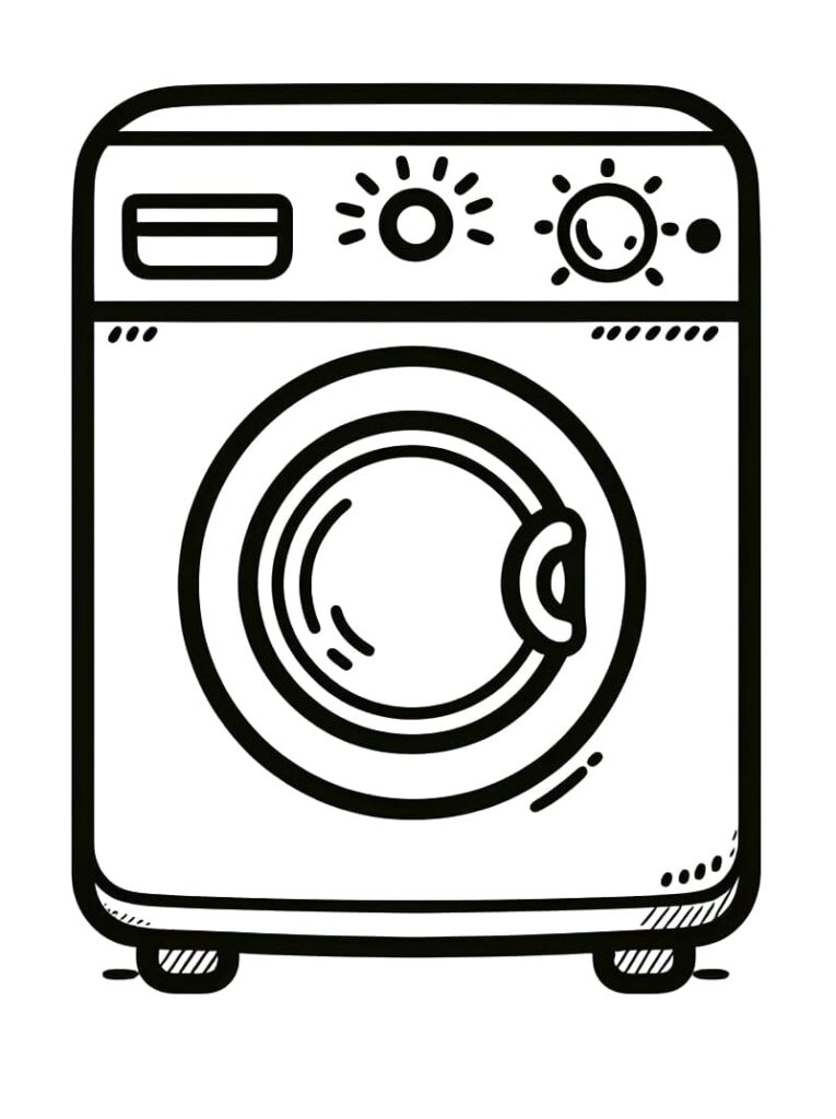 Desenho de Pequena Máquina de Lavar para Colorir