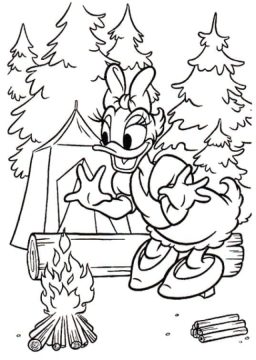 Desenho de Margarida Pata Vai Acampar para Colorir