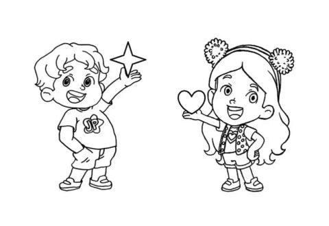 Desenhos de Maria Clara e Jp para crianças para Colorir