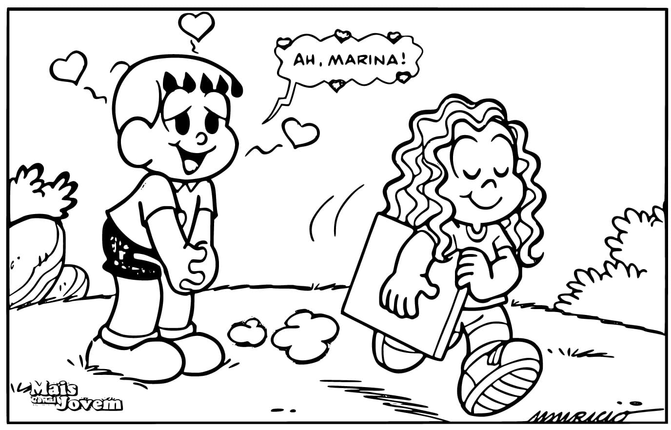 Desenho de Franjinha e Marina para Colorir