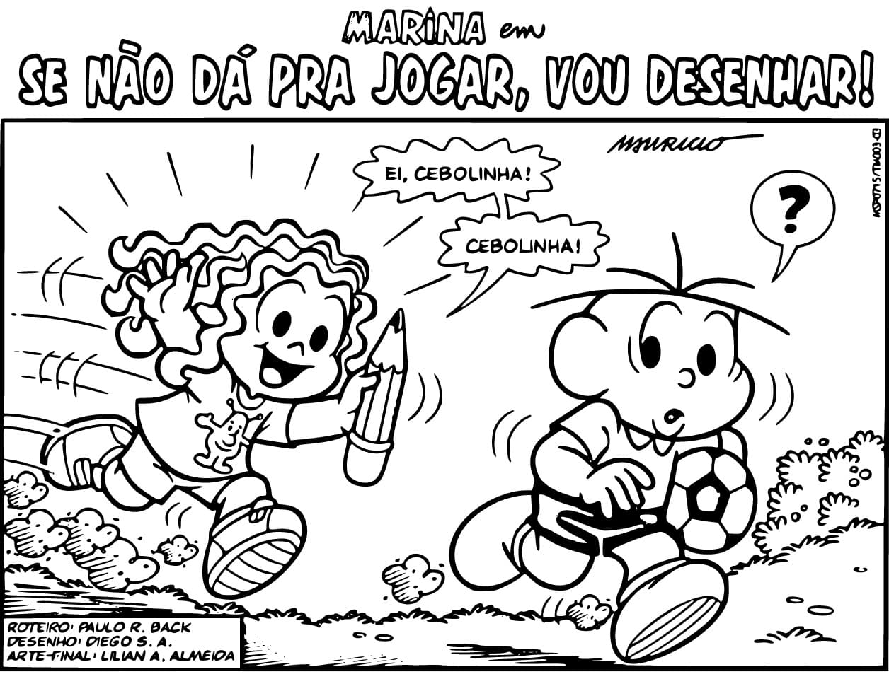 Desenho de Marina e Cebolinha para Colorir