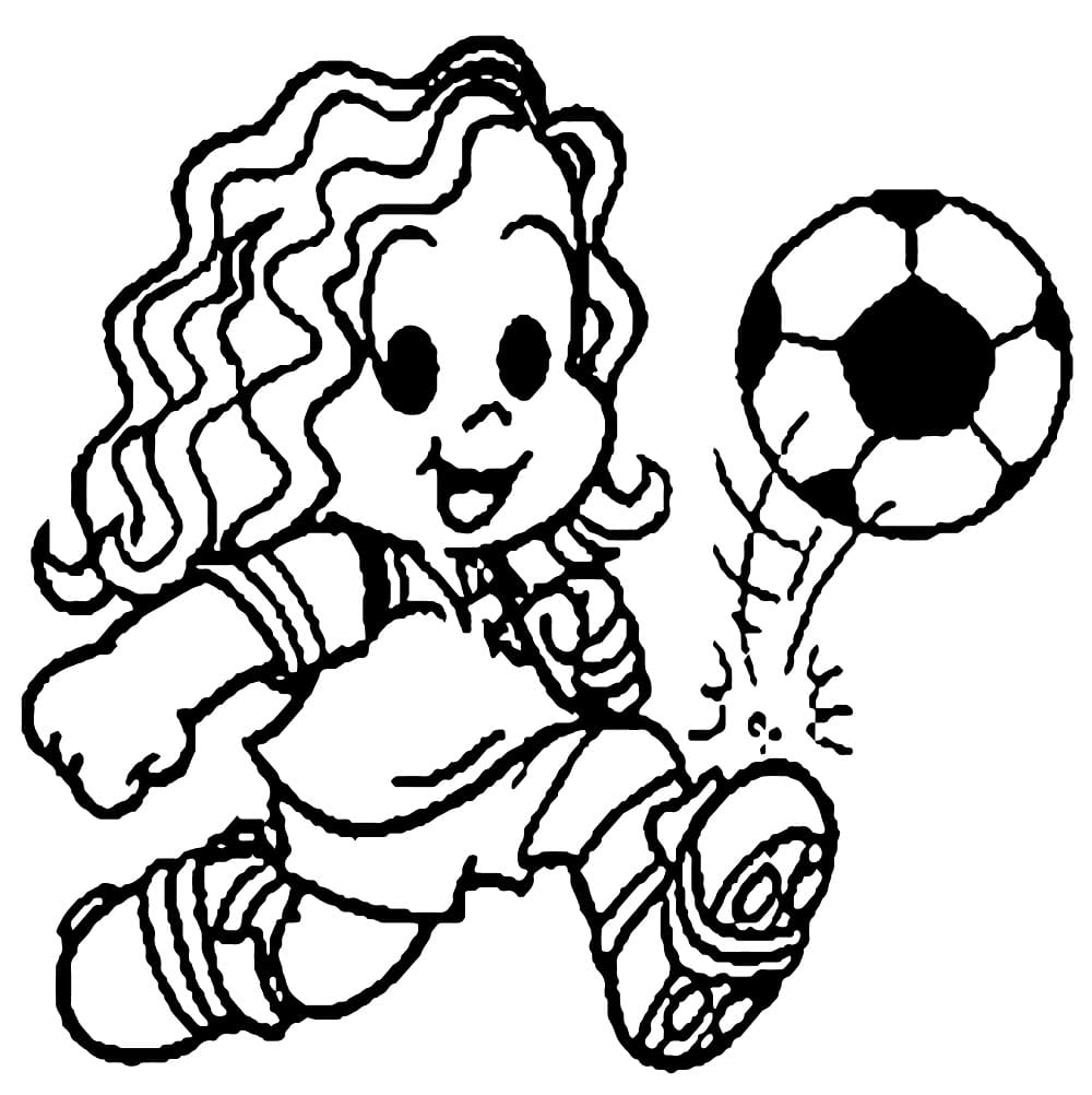 Desenho de Marina Jogá Futebol para Colorir