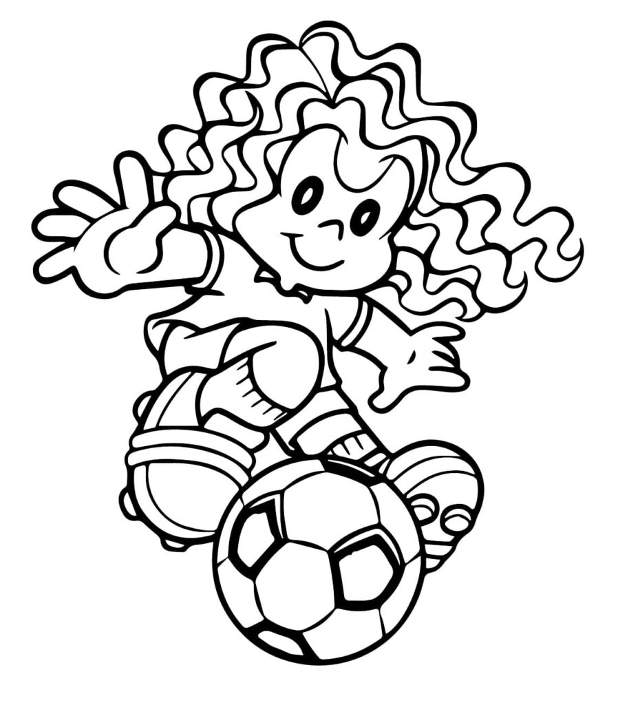 Desenho de Marina Jogando Futebol para Colorir