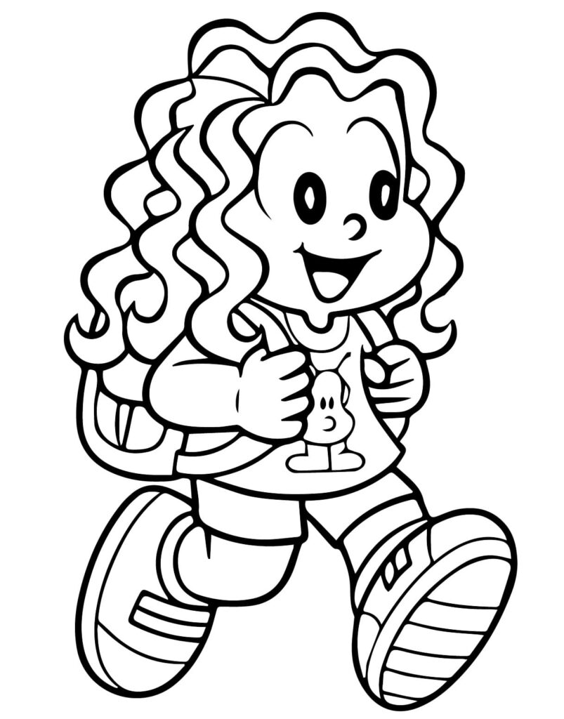 Desenho de Marina Vai para a Escola para Colorir