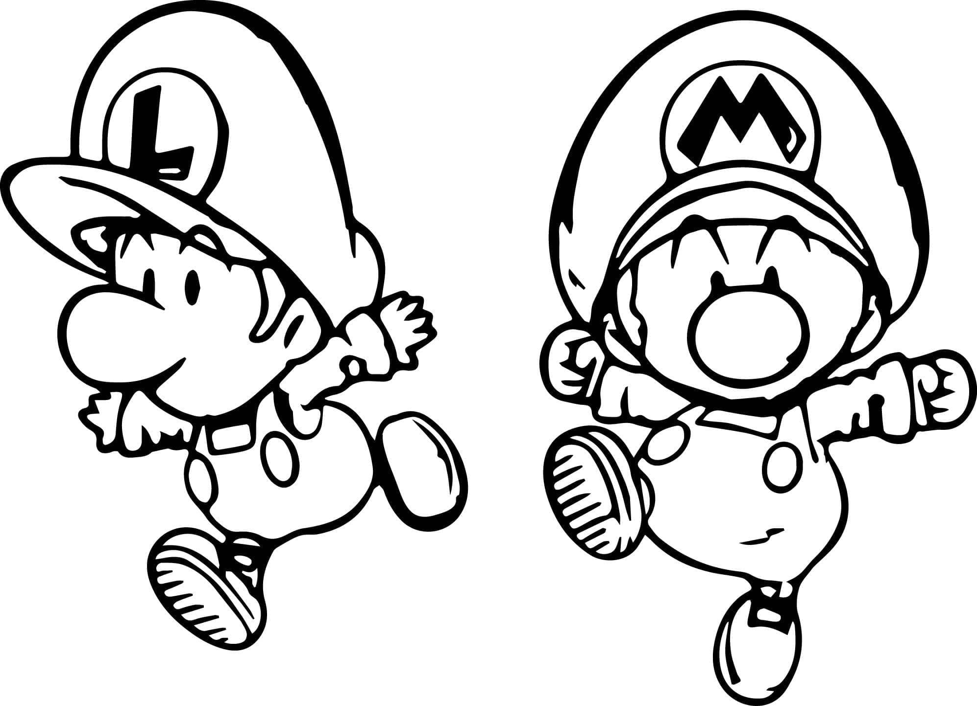 Desenho de Bebê Mário e Luigi para Colorir