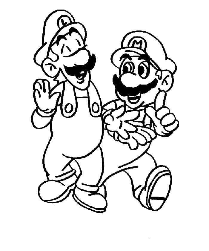 Desenho de Mário e Luigi Engracados para Colorir