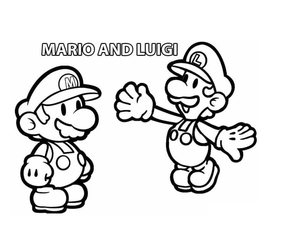 Desenho de Mário e Luigi Imprimivel Grátis para Crianças para Colorir