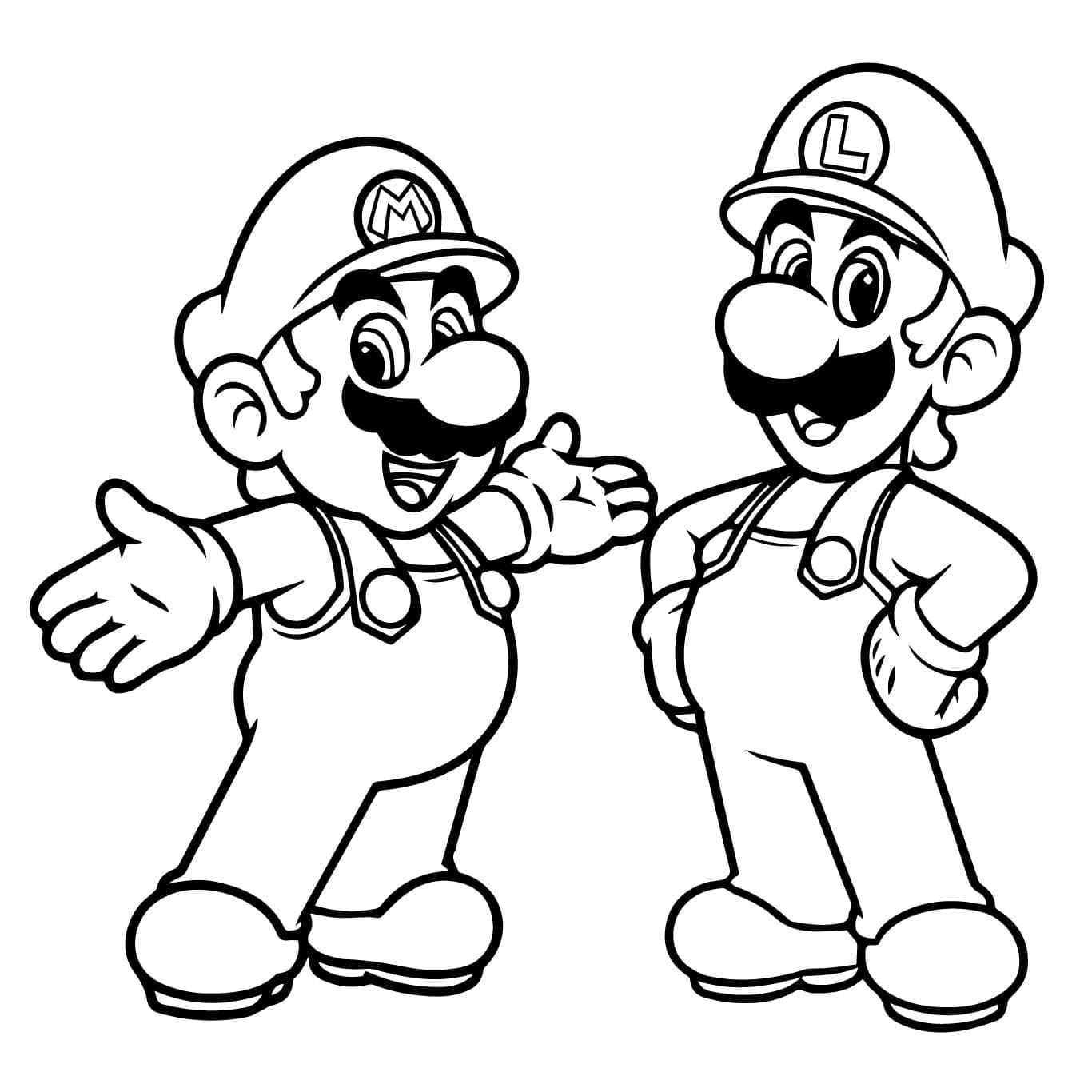 Desenho de Mário e Luigi Imprimivel para Colorir