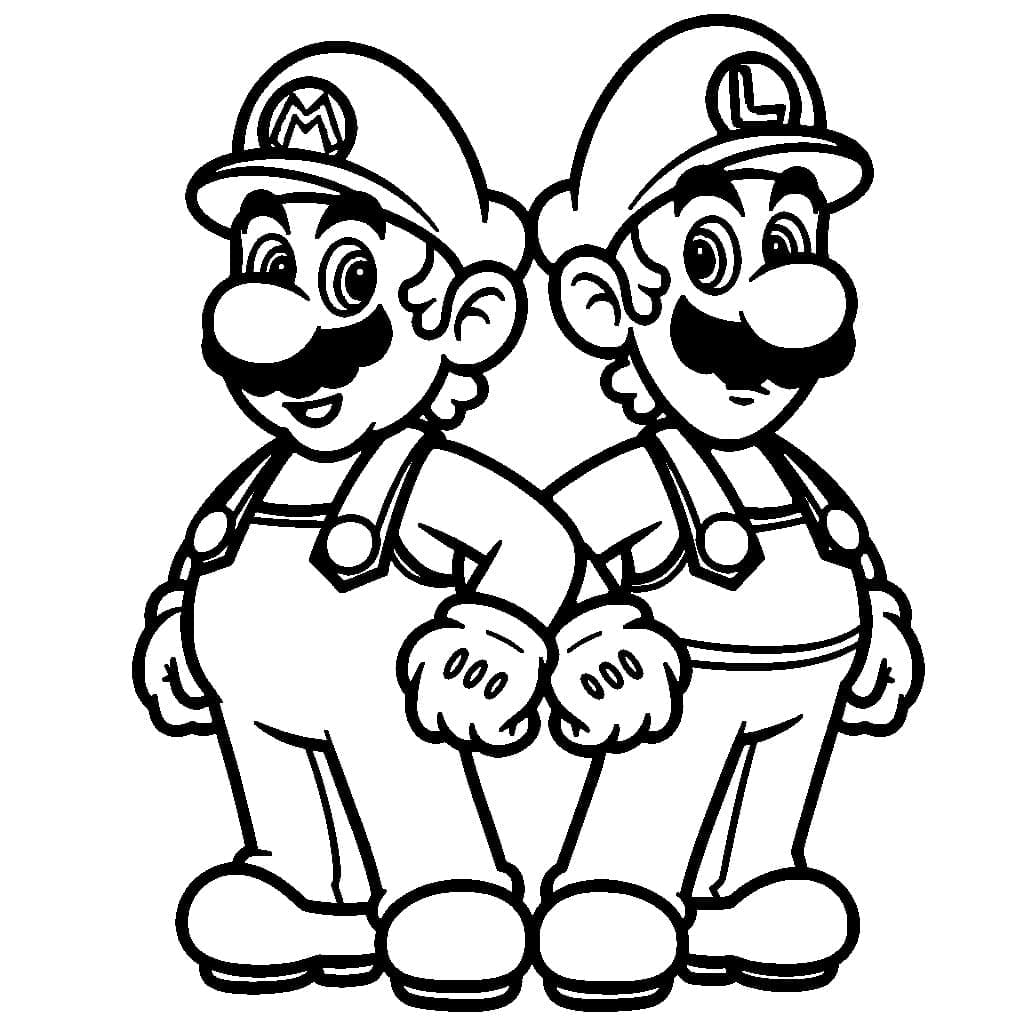 Desenho de Mário e Luigi para Crianças de 2 Ano para Colorir