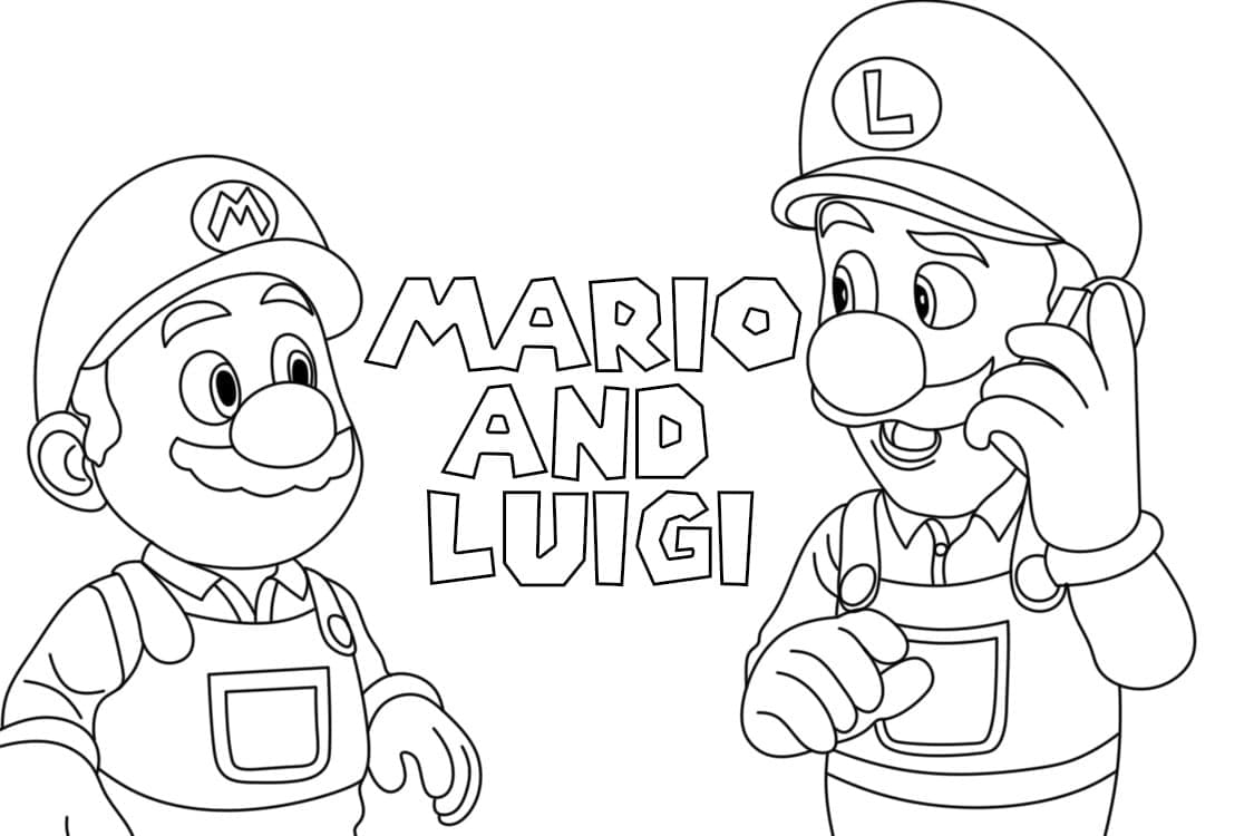 Desenho de Mário e Luigi para Crianças de 3 Ano para Colorir