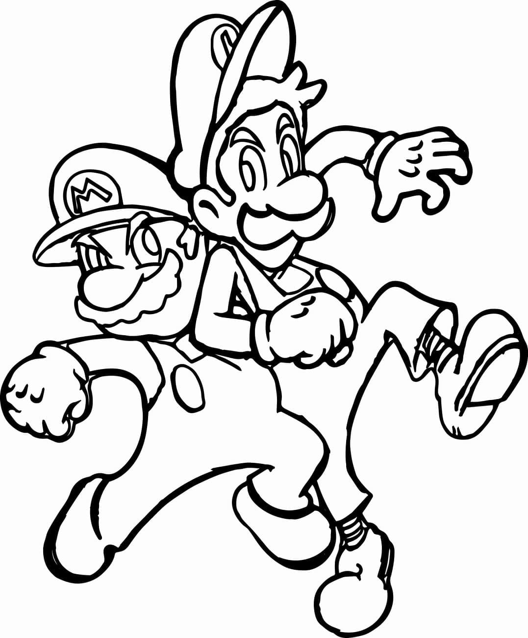 Desenho de Mário e Luigi para Crianças de 4 Ano para Colorir