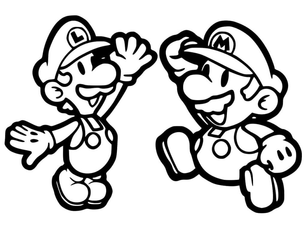 Desenho de Mário e Luigi para Crianças de 5 Ano para Colorir