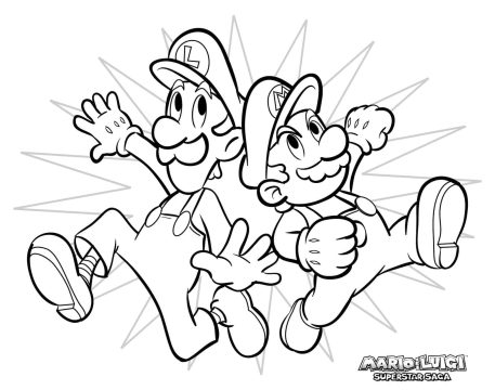 Desenho de Pintura de mário e Luigi para Colorir
